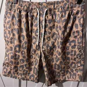 Original Use Tan and Black Leopard Print Men's Board Shorts